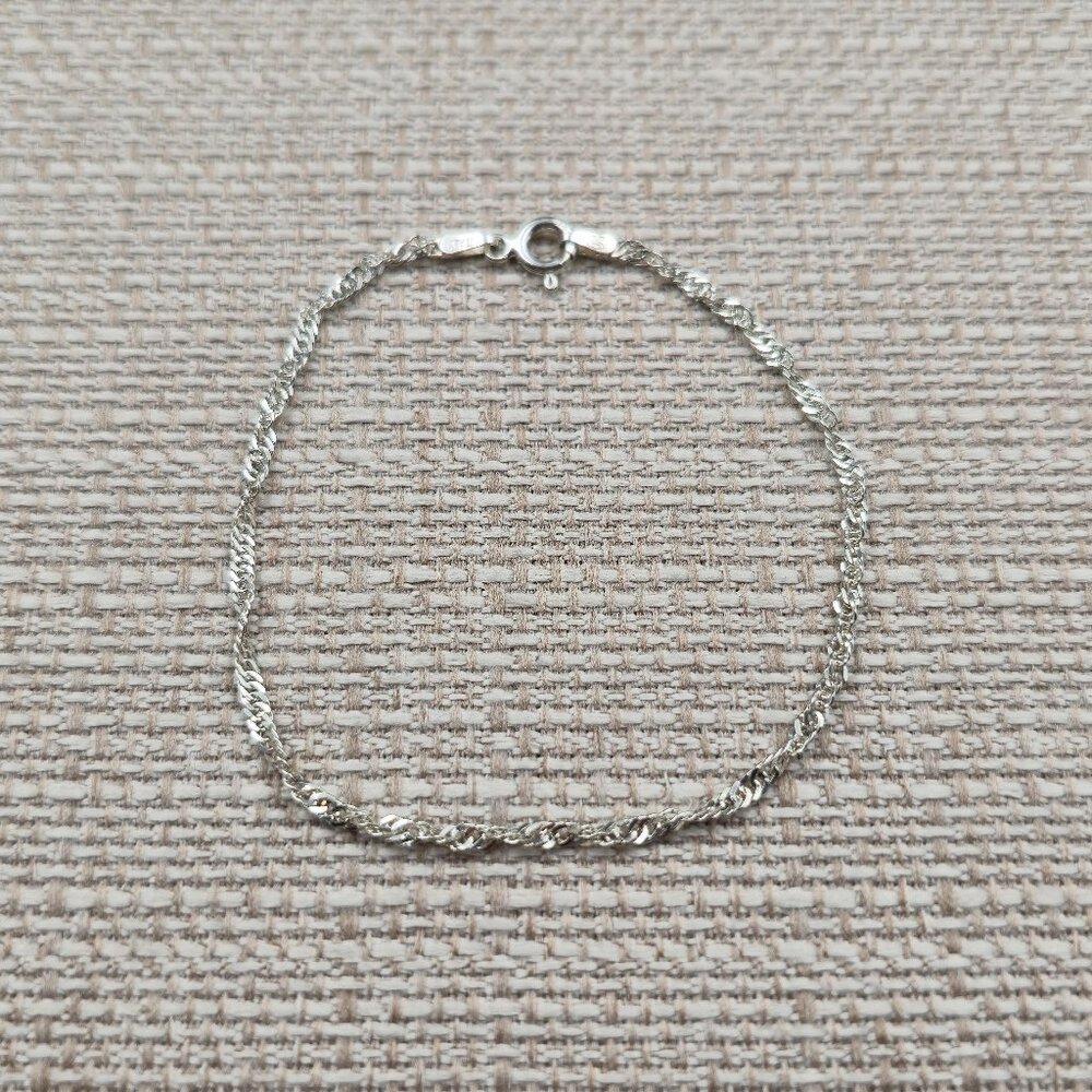 7 Inch Sterling Silver Twisted Bright Chain Bracelet A6473